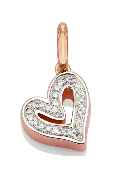 Shop Monica Vinader Alphabet Heart Diamond Pendant Charm In Rose Gold