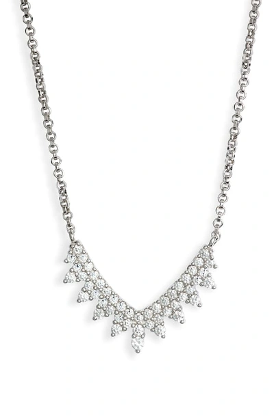 Shop Apm Monaco Flamenco Pave Necklace In Silver