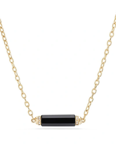 Shop David Yurman Faceted Onyx Barrel Necklace With Diamonds