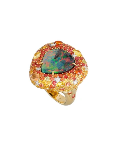 Shop Margot Mckinney Jewelry 18k Boulder Opal Pear Ring W/ Mixed Pave