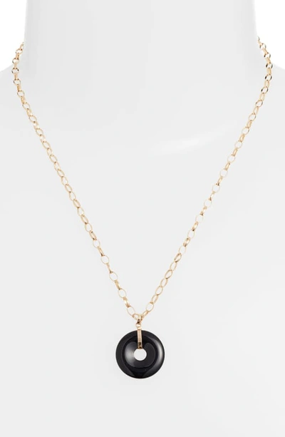 Shop Loren Stewart Bella Onyx Donut Pendant Necklace In Yellow Gold/ Black Onyx