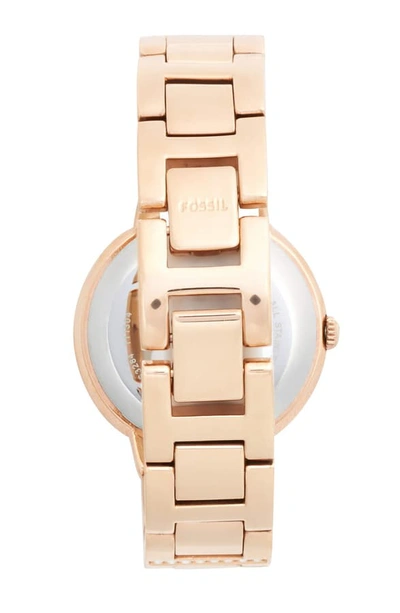 Shop Fossil 'virginia' Crystal Accent Bracelet Watch, 30mm In Rose Gold/ White/ Rose Gold
