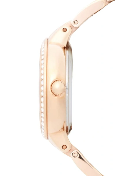Shop Fossil 'virginia' Crystal Accent Bracelet Watch, 30mm In Rose Gold/ White/ Rose Gold