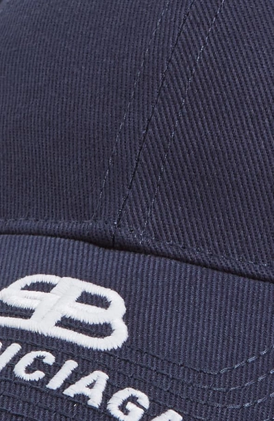 Shop Balenciaga Logo Baseball Cap In Navy/ White