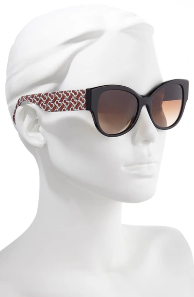 Shop Burberry 54mm Butterfly Sunglasses In Black/ Print/ Havana Grad