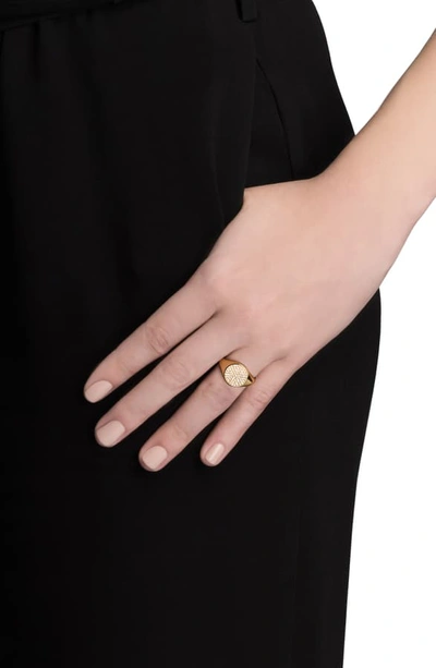 Shop Miansai Horizon Sapphire Signet Ring In Yellow Gold/ White Sapphire