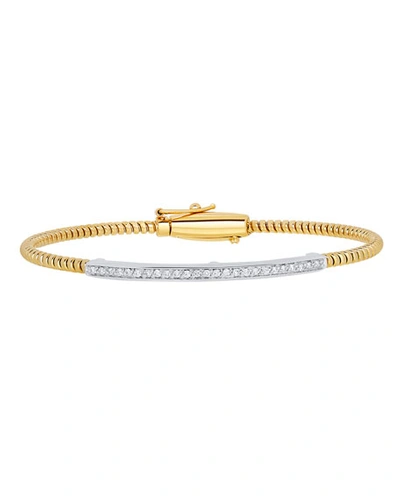 Shop Alberto Milani Piazza Mercanti 18k Gold Tubogas Bracelet With Channel-set Diamond Bar
