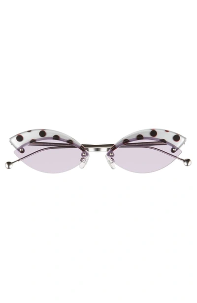 Shop Fendi Defender 58mm Cat Eye Sunglasses In Silver/ Lilac