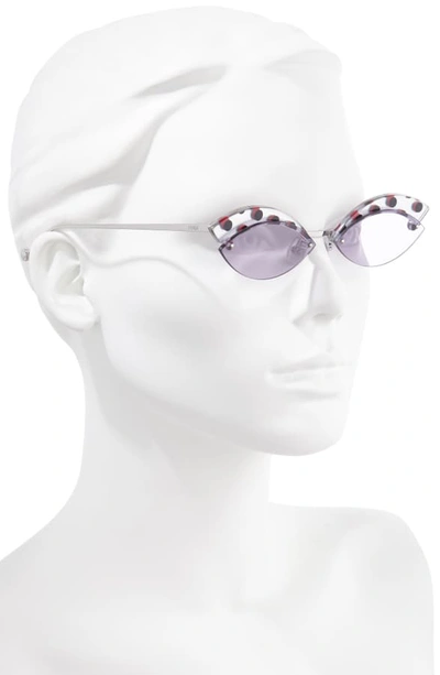 Shop Fendi Defender 58mm Cat Eye Sunglasses In Silver/ Lilac