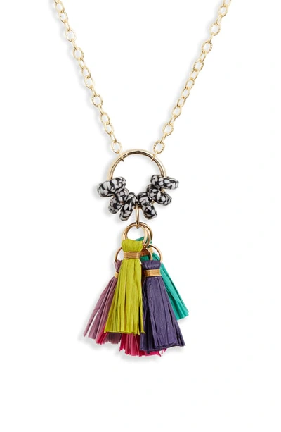 Shop Akola Tassel Pendant Necklace In Gold/ Pink/ Multi
