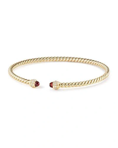 Shop David Yurman 18k Gold Cablespira® Bracelet W/ Garnet