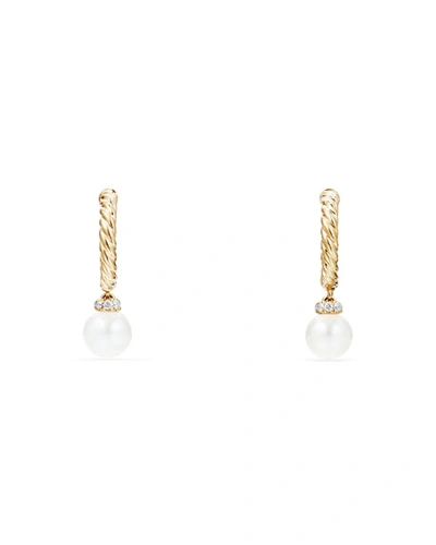 Shop David Yurman 5mm Petite Solari Hoop Earrings With Pearls & Diamonds