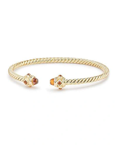 Shop David Yurman 18k Gold Renaissance Cablespira Bangle Bracelet W/ Madeira Citrine
