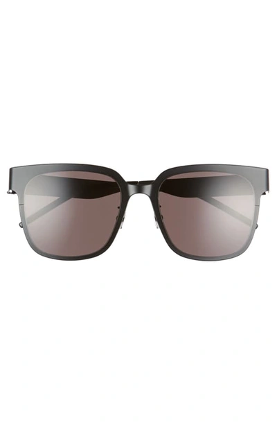 Shop Saint Laurent 54mm Flat Front Sunglasses In Semi Matte Black/ Black Logo