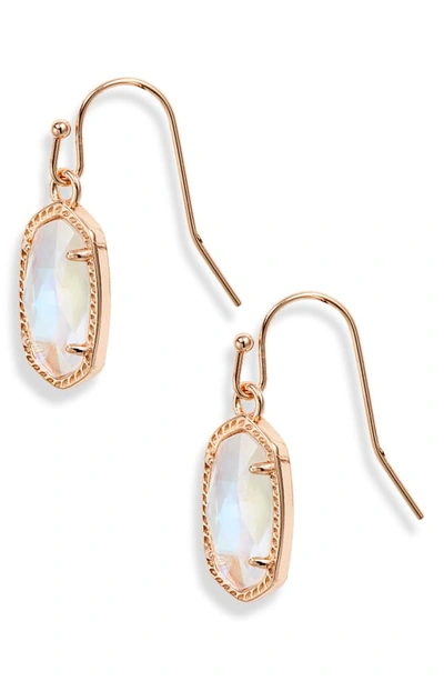 Shop Kendra Scott Lee Small Drop Earrings In Rose Gold Dichroic Glass
