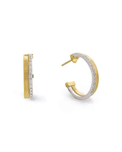 Shop Marco Bicego Masai 18k White & Yellow Gold Hoop Earrings With Diamonds