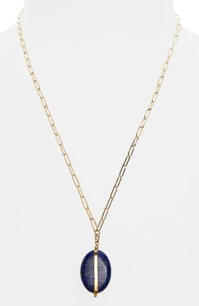Shop Isabel Marant Stone Pendant Necklace In Navy