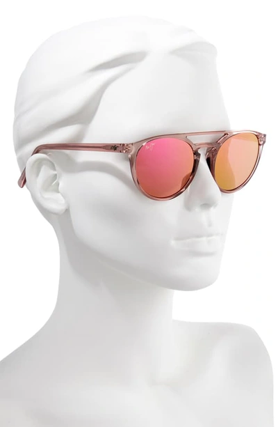 Shop Maui Jim Ah Dang! 52mm Polarizedplus2 Flat Top Sunglasses In Transparent Pink/ Maui Sunrise