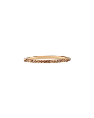 Shop Dominique Cohen 18k Rose Gold Champagne Diamond Delicate Stacking Ring