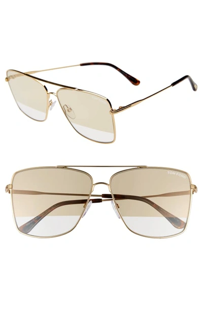 Shop Tom Ford Magnus 60mm Aviator Sunglasses In Gold/ Havana/ Smoke/ Gold