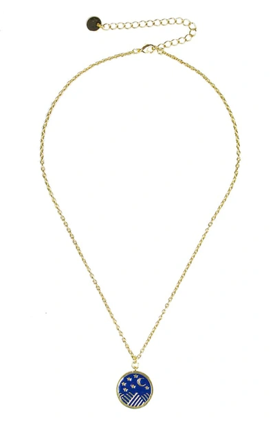 Shop Jules Smith Pendant Necklace In Gold/ Blue