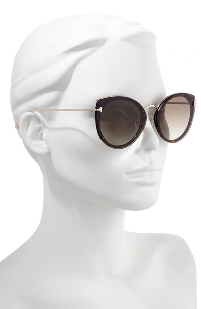 Shop Tom Ford 63mm Cateye Sunglasses In Dark Havana/ Gold/ Brown