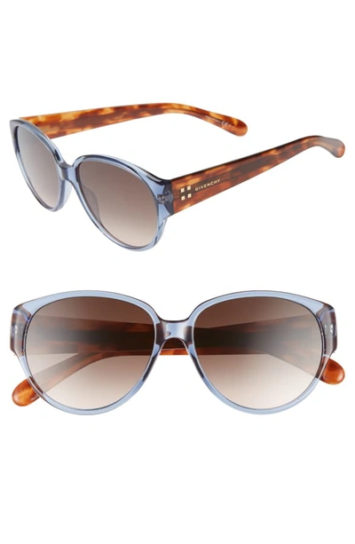 Shop Givenchy 57mm Round Sunglasses - Blue/ Brown