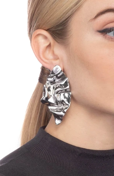 Shop Alexis Bittar Crumpled Drop Earrings In Silver