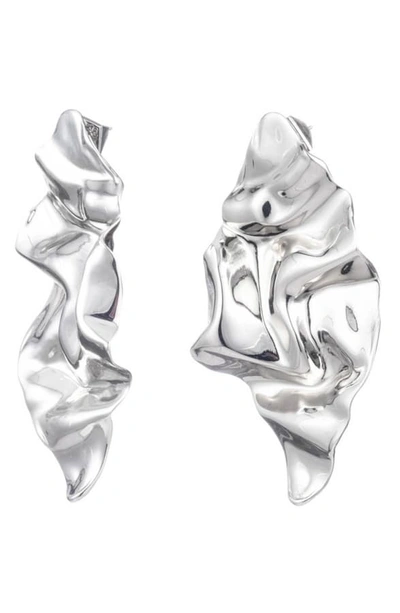 Shop Alexis Bittar Crumpled Drop Earrings In Silver