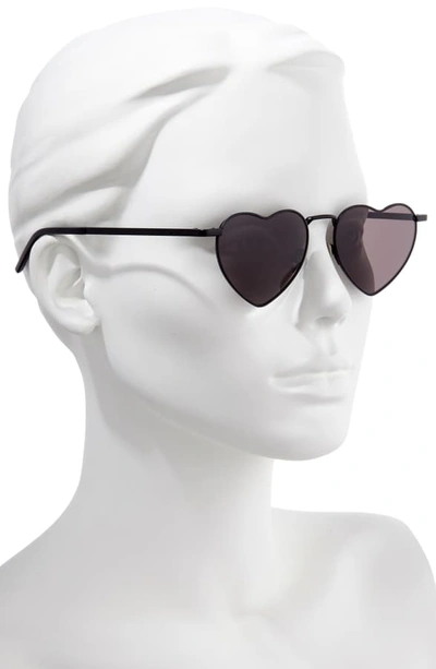 Shop Saint Laurent Loulou 52mm Heart Shaped Sunglasses In Black/ Black