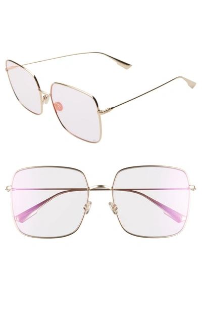 Shop Dior Stellaire 59mm Square Sunglasses - Rose Gold/ Pink
