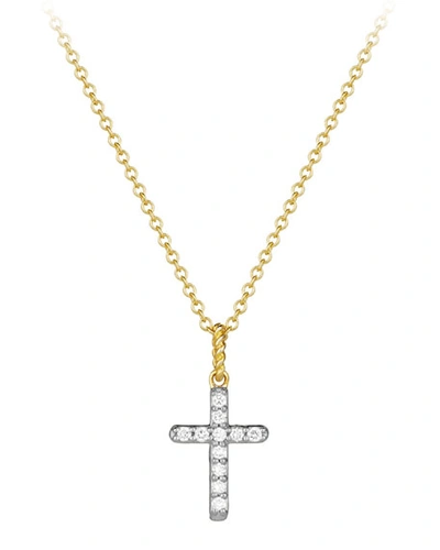 Shop David Yurman Cable Collectibles Cross Necklace With Diamonds In Gold On Chain