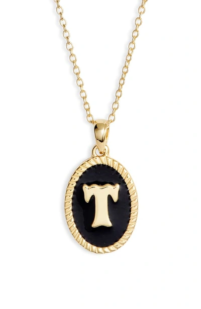 Shop Argento Vivo Initial Black Pendant Necklace In T