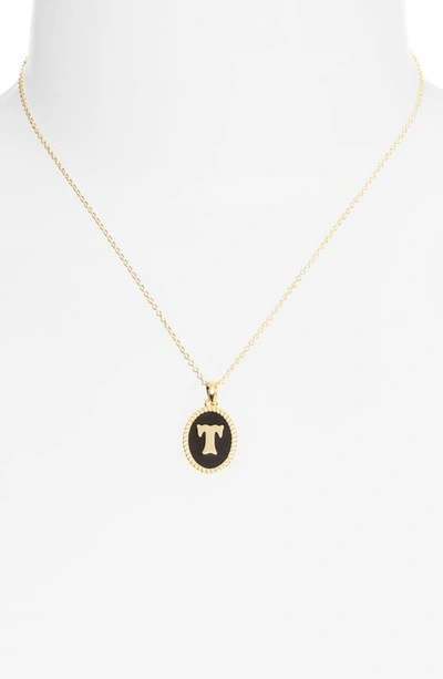 Shop Argento Vivo Initial Black Pendant Necklace In T