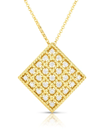 Shop Roberto Coin Roman Barocco 18k Diamond Square Pendant Necklace