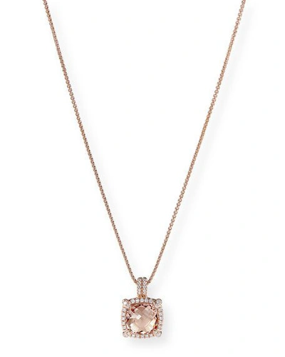 Shop David Yurman Chatelaine Pendant Necklace With Morganite And Diamonds In 18k Rose Gold, 11mm, 16-18"l