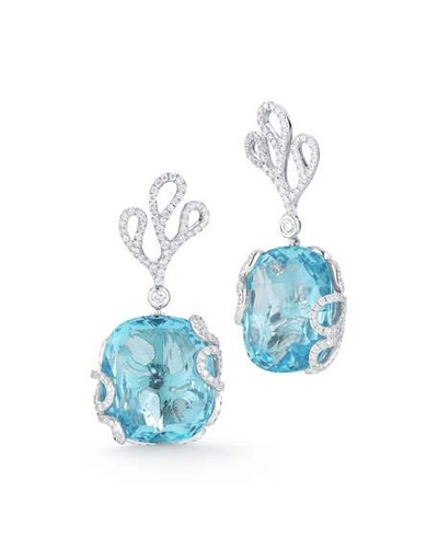 Shop Miseno 18k White Gold Sea Leaf Diamond & Topaz Earrings