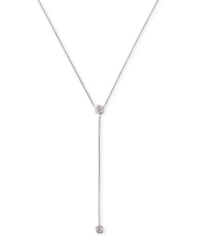 Shop Roberto Coin 18k White Gold Diamond-bezel Y-drop Necklace In White/gold