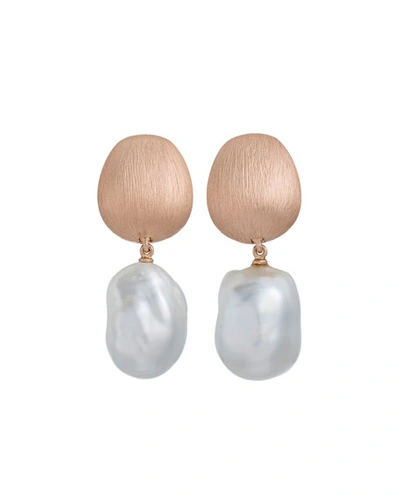 Shop Margot Mckinney Jewelry Satin-finish Earrings With Detachable Pearl Drops In 18k Rose Gold