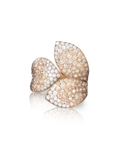 Shop Pasquale Bruni Giardini Segreti 18k Rose Gold Diamond Leaf Ring, 2.35 Cts