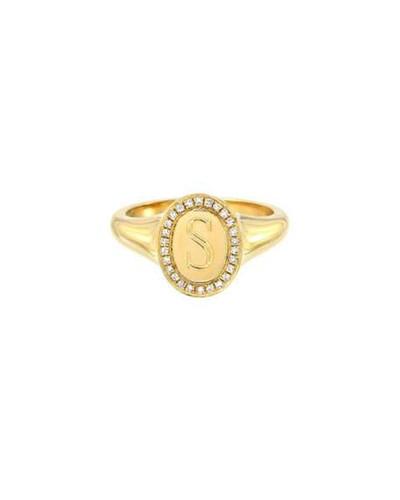 Shop Zoe Lev Jewelry 14k Gold Diamond Signet Initial Ring