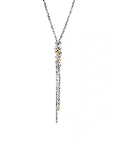 Shop David Yurman Dy Helena Diamond Wrapped Y-drop Necklace W/ 18k Gold In White/silver