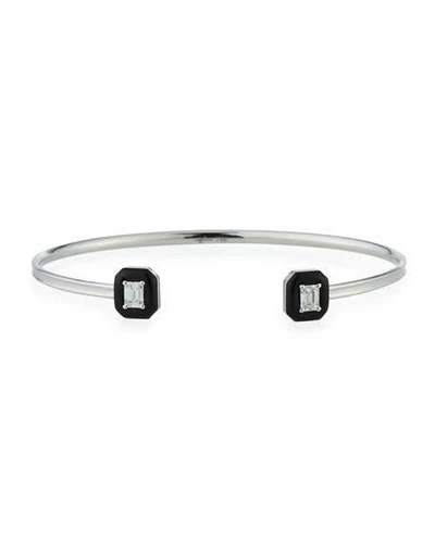 Shop Nikos Koulis Oui 18k White Gold Diamond & Black Enamel Octagon Bangle Bracelet