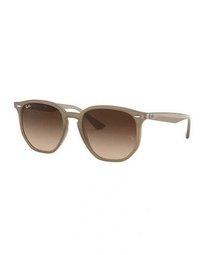 Shop Ray Ban Rectangle Gradient Sunglasses In Beige
