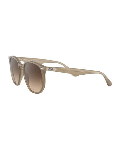 Shop Ray Ban Rectangle Gradient Sunglasses In Beige