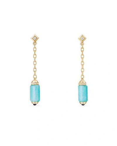 Shop David Yurman Amazonite Barrel & Diamond Drop Earrings