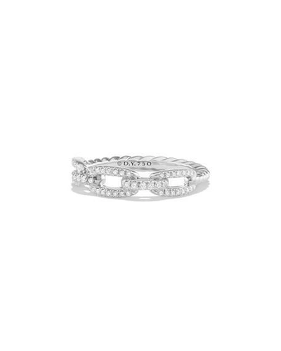 Shop David Yurman Stax Pave Diamond Chain Link Ring In 18k White Gold