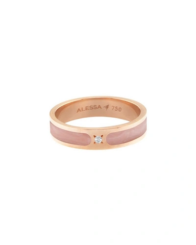 Shop Alessa Jewelry Spectrum Painted 18k Rose Gold Stack Ring W/ Diamond, Pink