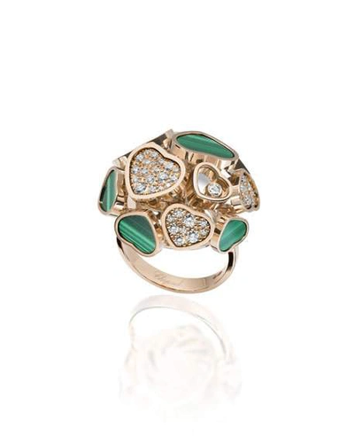 Shop Chopard Happy Hearts 18k Rose Gold Malachite & Diamond Ring