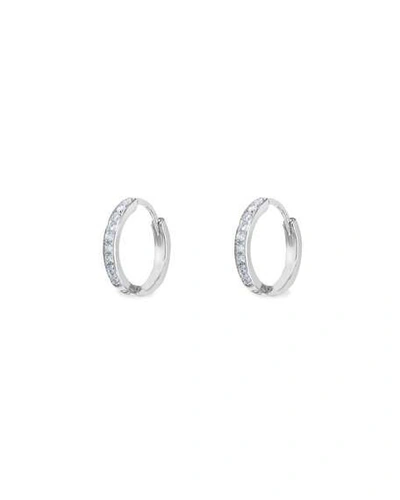 Shop 64 Facets 18k White Gold Diamond Huggie Hoop Earrings